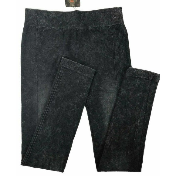 Fit 2 Go Pants - Fit 2 Go Distressed Black Leggings Size L/XL with Front Seam Athleisure Pants